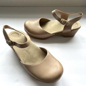 Dansko Womens Mary Jane Sam Leather Sand Dollar Clogs Shoes Scandi 40 US 9.5-10